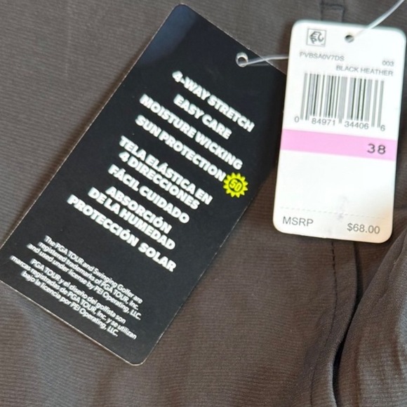 NWT PGA Tour Course Comfort, 4-Way Stretch, Black, Size 38 - Picture 9 of 11